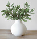 Carrot's Den Small White Ceramic Round Vase for Greenery, Short Modern
