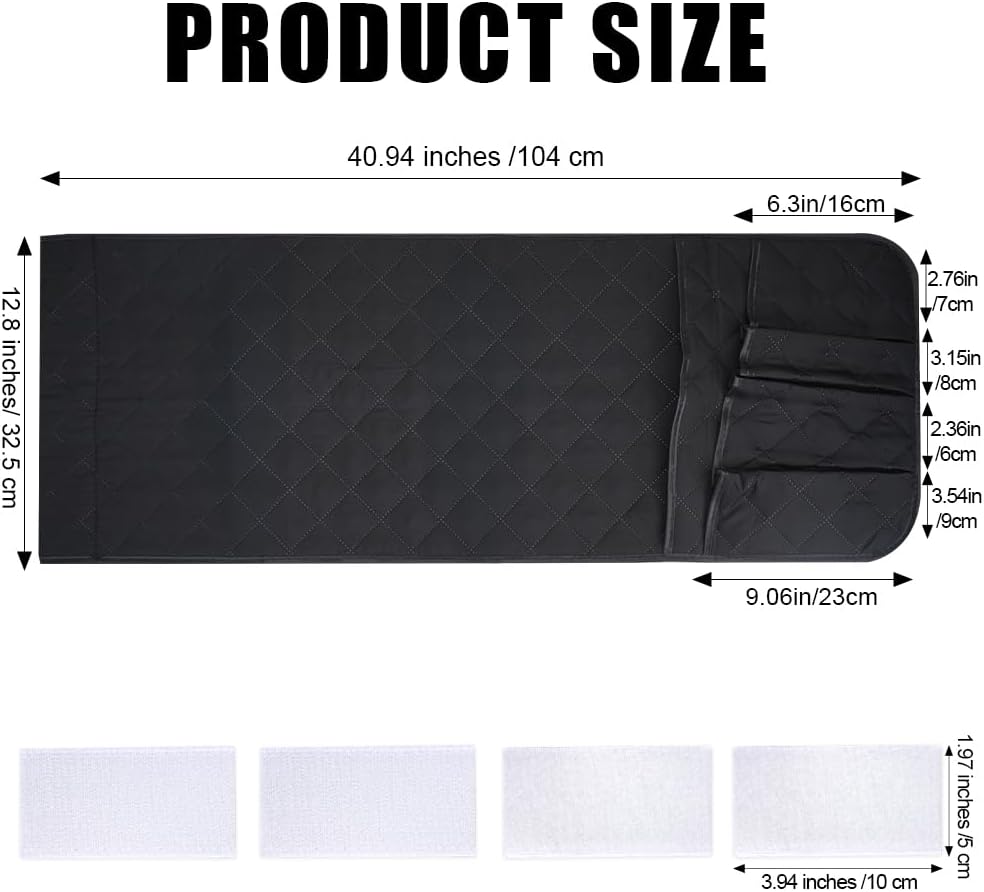 RETON Sofa Armrest Organizer 5 Pockets & 8 Hook‑and‑Loop Fasteners (Black)
