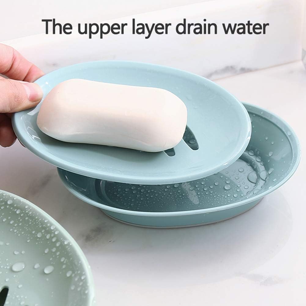 WYOK 2-Pack Soap Dish Plastic Soap Holder with Drainage for Shower (Khaki)