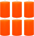 6 Packs 2.75x4 Inch Orange Pillar Candles, Unscented Dripless Cylinder Wax Fall Colored Candles for Thanksgiving Day Home Table Holiday Party Spa Decor Emergency Power Outage