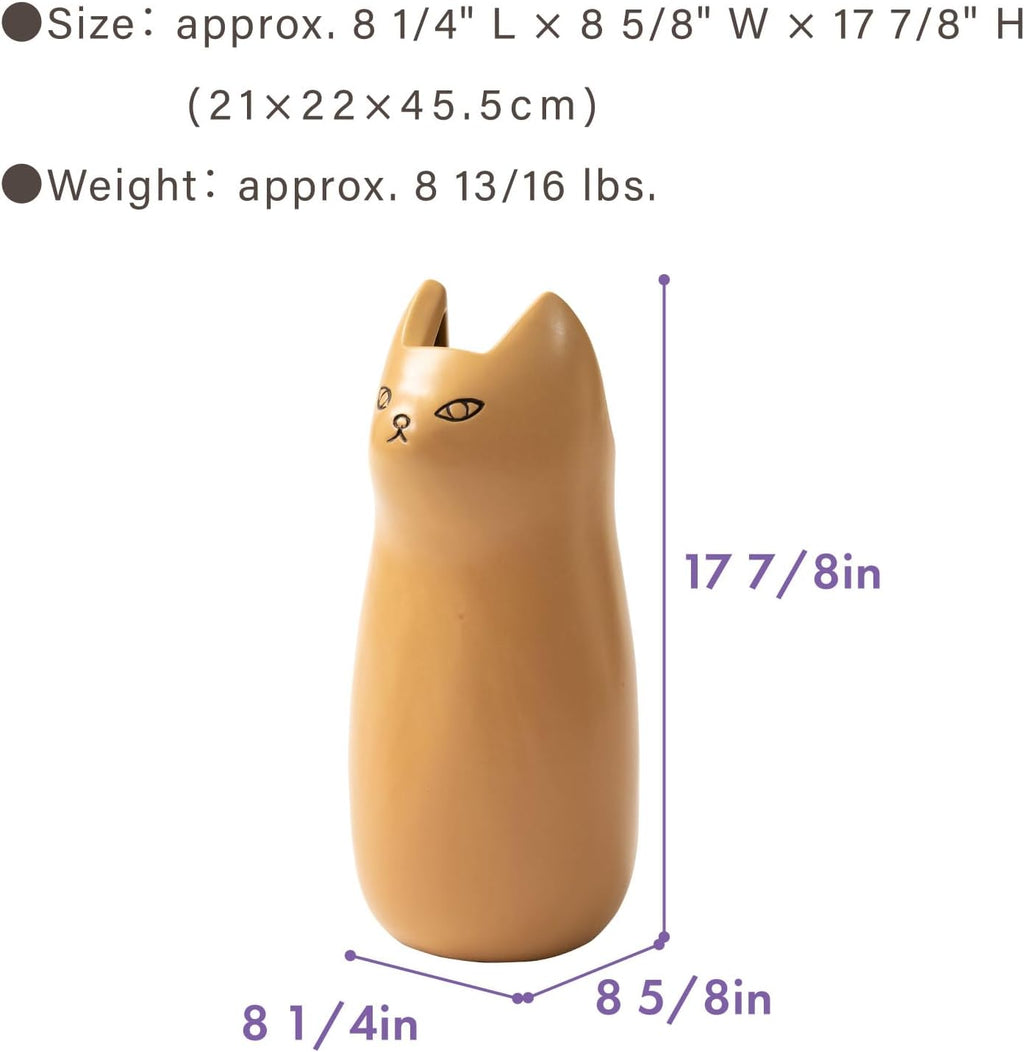 PaletteLife Cat Umbrella Stand, Medium Ceramic Umbrella Holder for Entryway, Cute Scandinavian Decorative Umbrella Rack, Brown