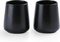 Matte Black Toothbrush Holders for Bathroom - 2Pcs Ceramic Tooth Brushing Holder Set, Toothpaste Holder, Reusable Toothbrush Mouthwash Cups, Space-Saving Design for Bathroom Countertop