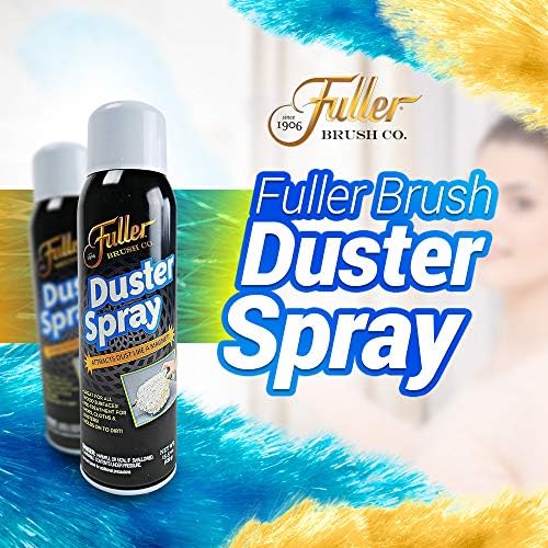 Fuller Brush Duster Spray + Fuzzy Fan Duster - Netted Fiber Duster with Slanted Head Cleans Ceiling Fans Walls Bookshelves Door & Window Tops