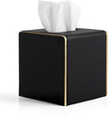 Sumnacon PU Square Tissue Box Cover, Magnetic Bottom, Waterproof, Black