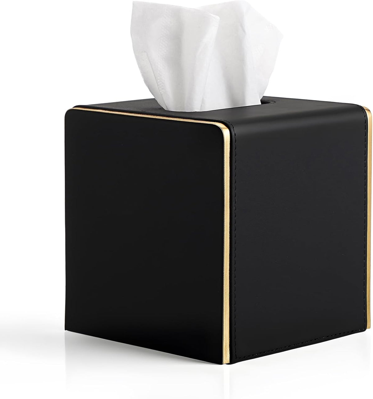 Sumnacon PU Square Tissue Box Cover, Magnetic Bottom, Waterproof, Black