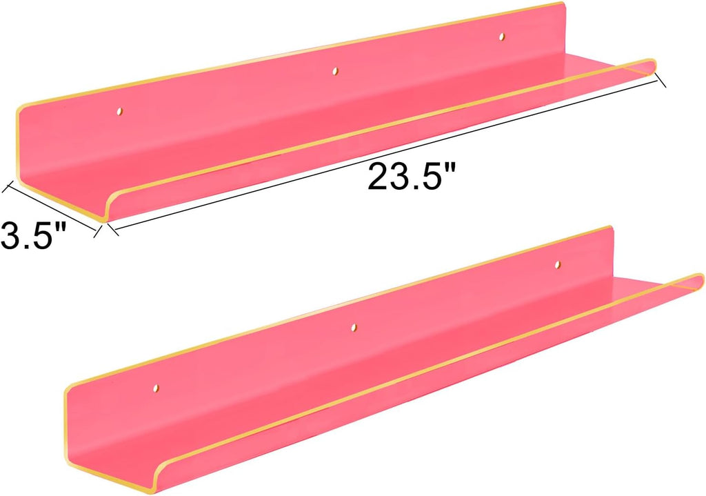 ROYALITA 2-Pack Acrylic Shelves Wall Mounted, 24 Inch Floating Shelves