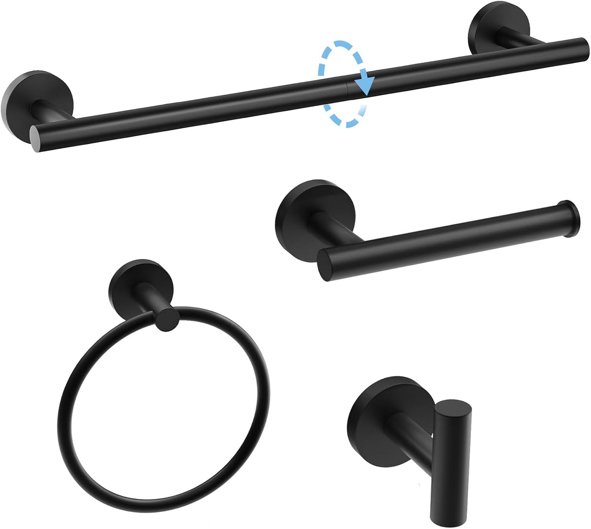 Luxbaro 18 Inch Matte Black Bathroom Hardware Set, Thicken, 4-Piece