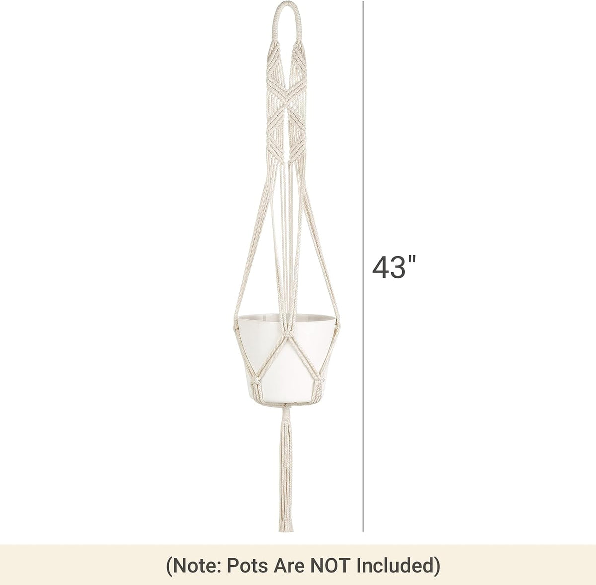 Mkono 2 Packs 43 Inch Macrame Plant Hanger Large for up to 12 Inch Pot Extra Long Hanging Plant Holder Hanging Planter Basket for Indoor Outdoor Boho Home Decor(POTS NOT Included)