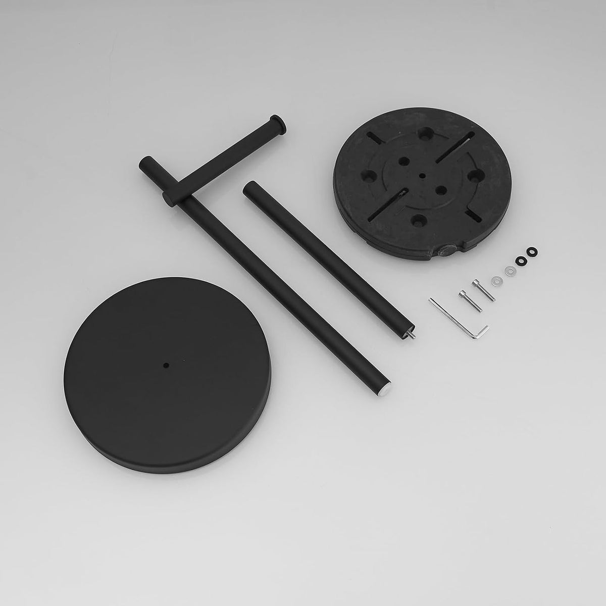 BWE Black Free Standing Toilet Paper Holder for Bathroom Tissue Storage