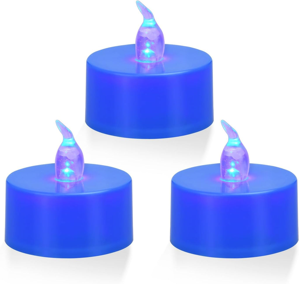 KOABY 12 Pack Blue Light Flameless Tea Lights, Blue Base, Last 100H
