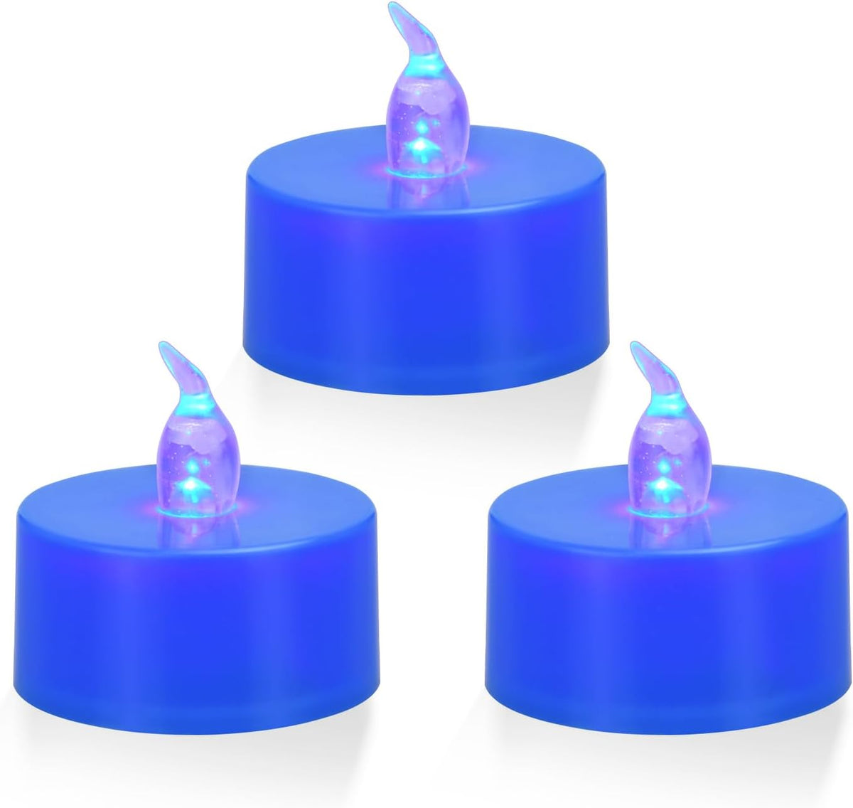 KOABY 12 Pack Blue Light Flameless Tea Lights, Blue Base, Last 100H