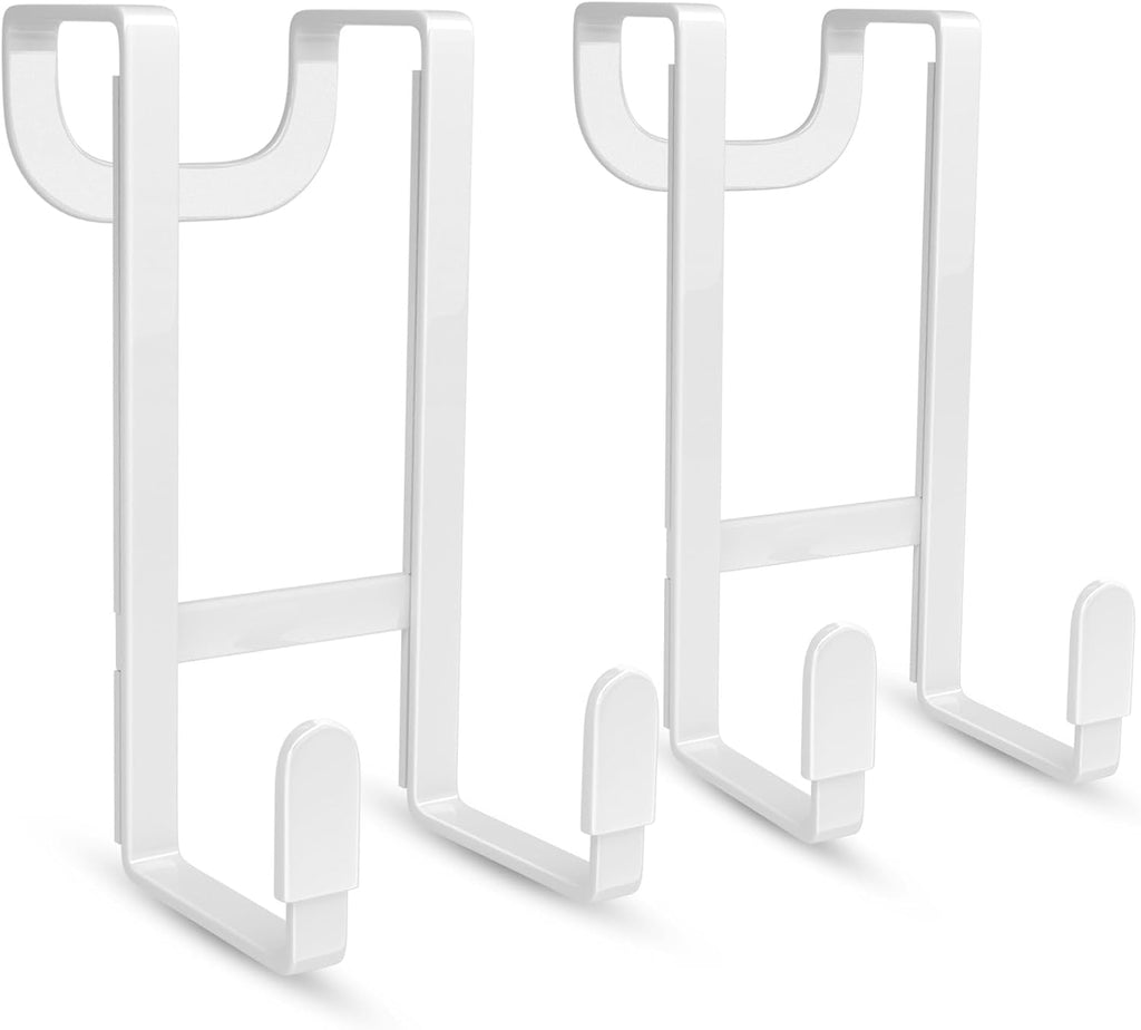 FYY 2 Packs Over The Door Hooks, Heavy Duty Door Hanger Hook, No Drill Wall Hooks for Hanging Coat, Towel, Bag in Bathroom, Closet Fits Most Doors Up to 1-7/8" Thickness （White）