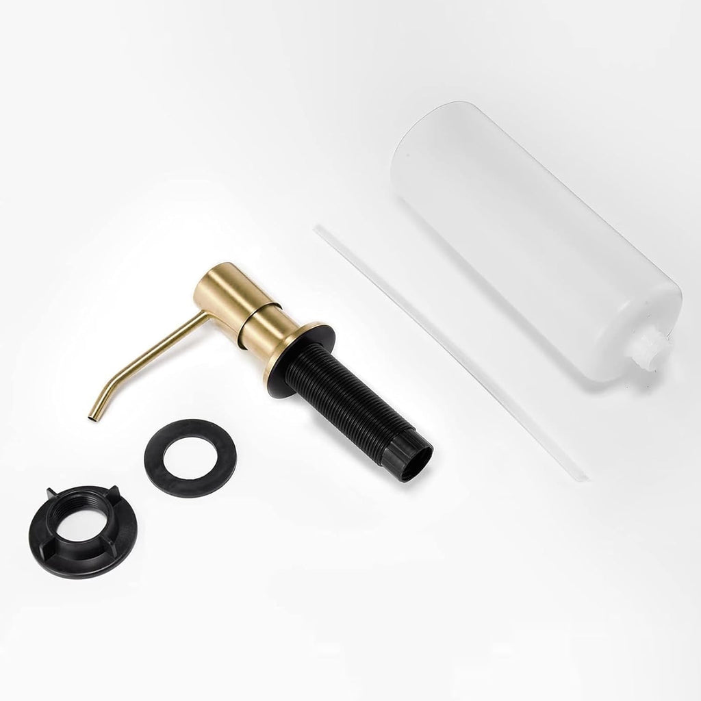 FORIOUS Brushed Gold Soap Dispenser for Kitchen Sink with 17 oz Bottle