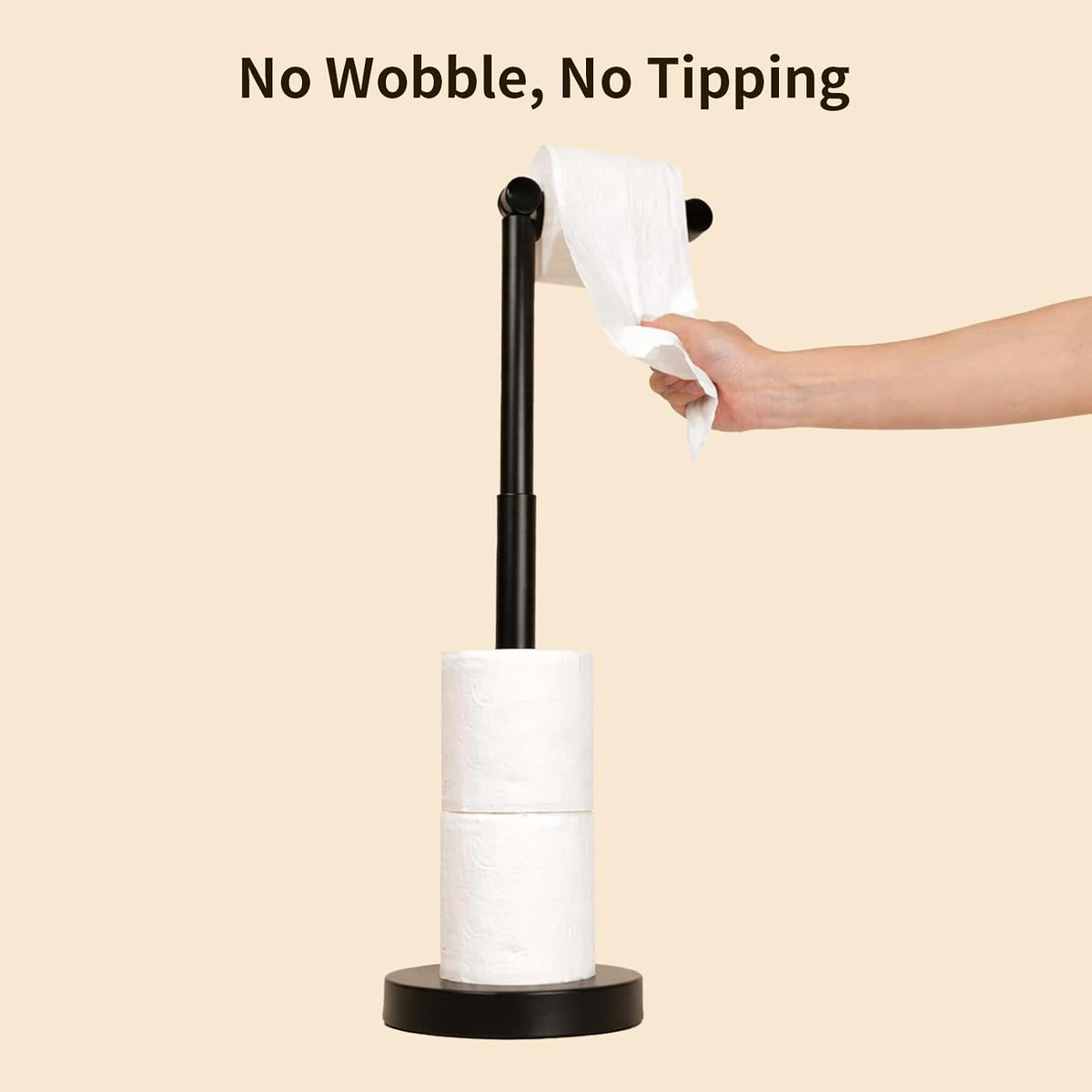 YUMORE Toilet Paper Holder Stand, Minimalist Design, Matte Black