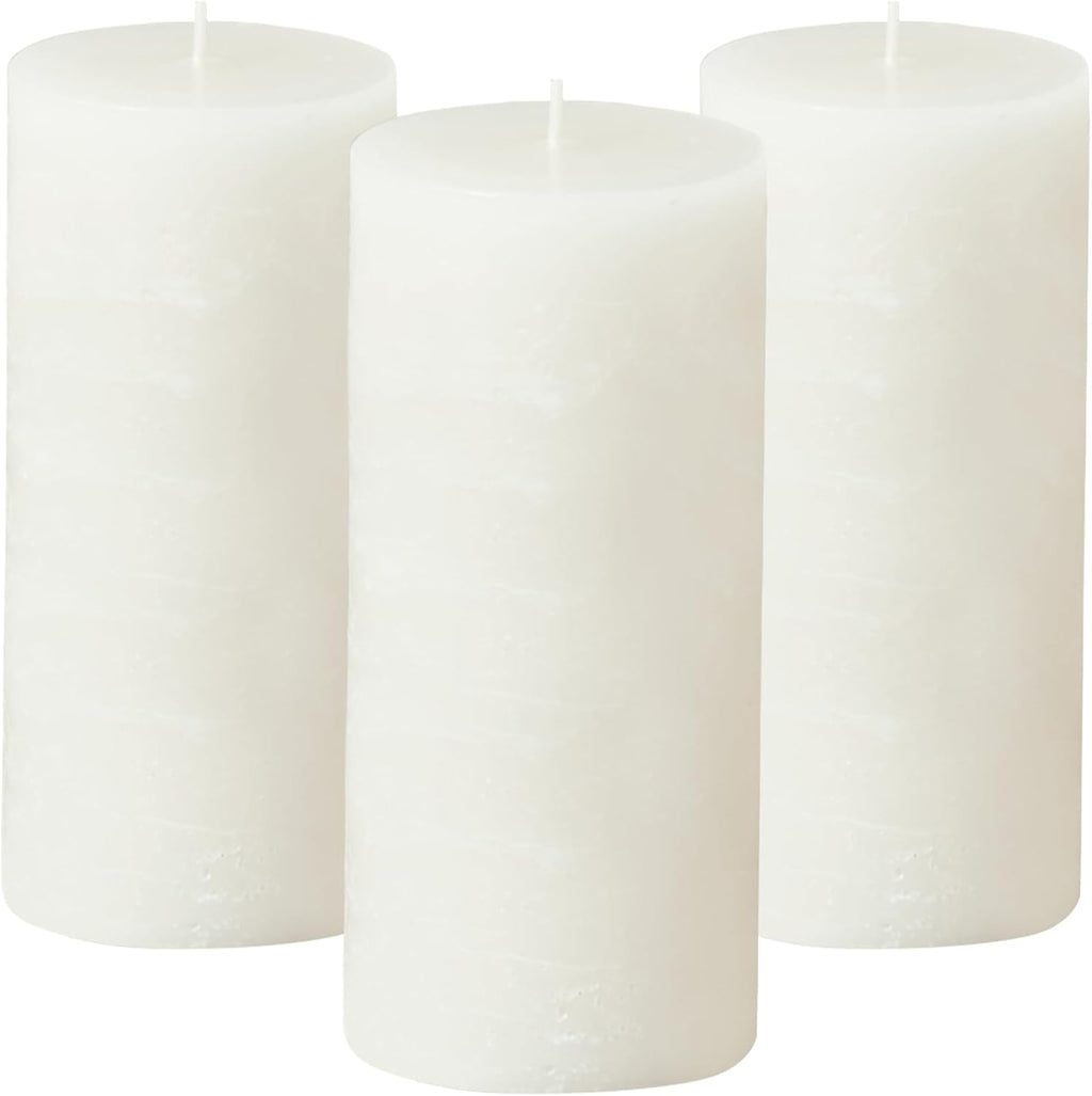 Ivory Peppermint Pillar Candles, Set of 3, 3x6 Inch, Scented Home Decor