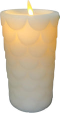 Luminara - Flameless Flickering Moving Flame Battery Operated Unscented Candle LED Décor & Gift- Embedded Pillar Collection - Everyday Recessed Edge, Marshmallow (6.5" H)