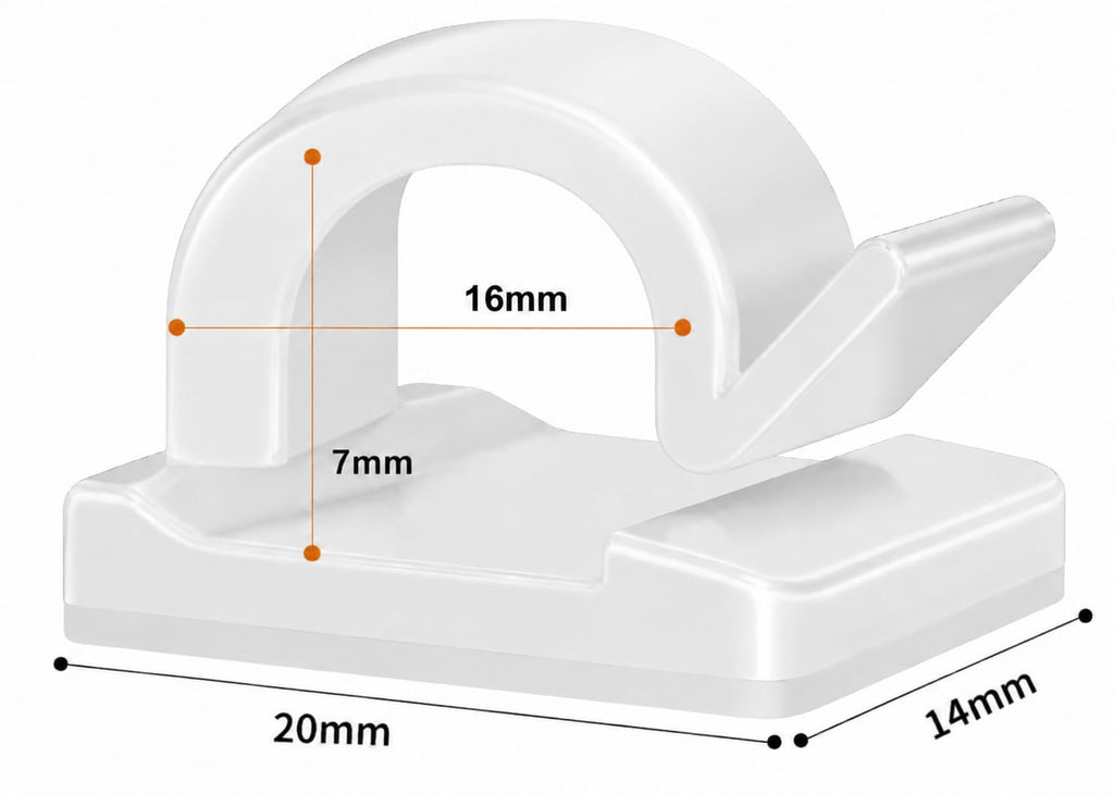 Elfcam® - 30 Piece Adhesive Cable Clips for Ethernet Network Cable Management, Cable Ties and Cords for Home or Office, White (Set of 30)