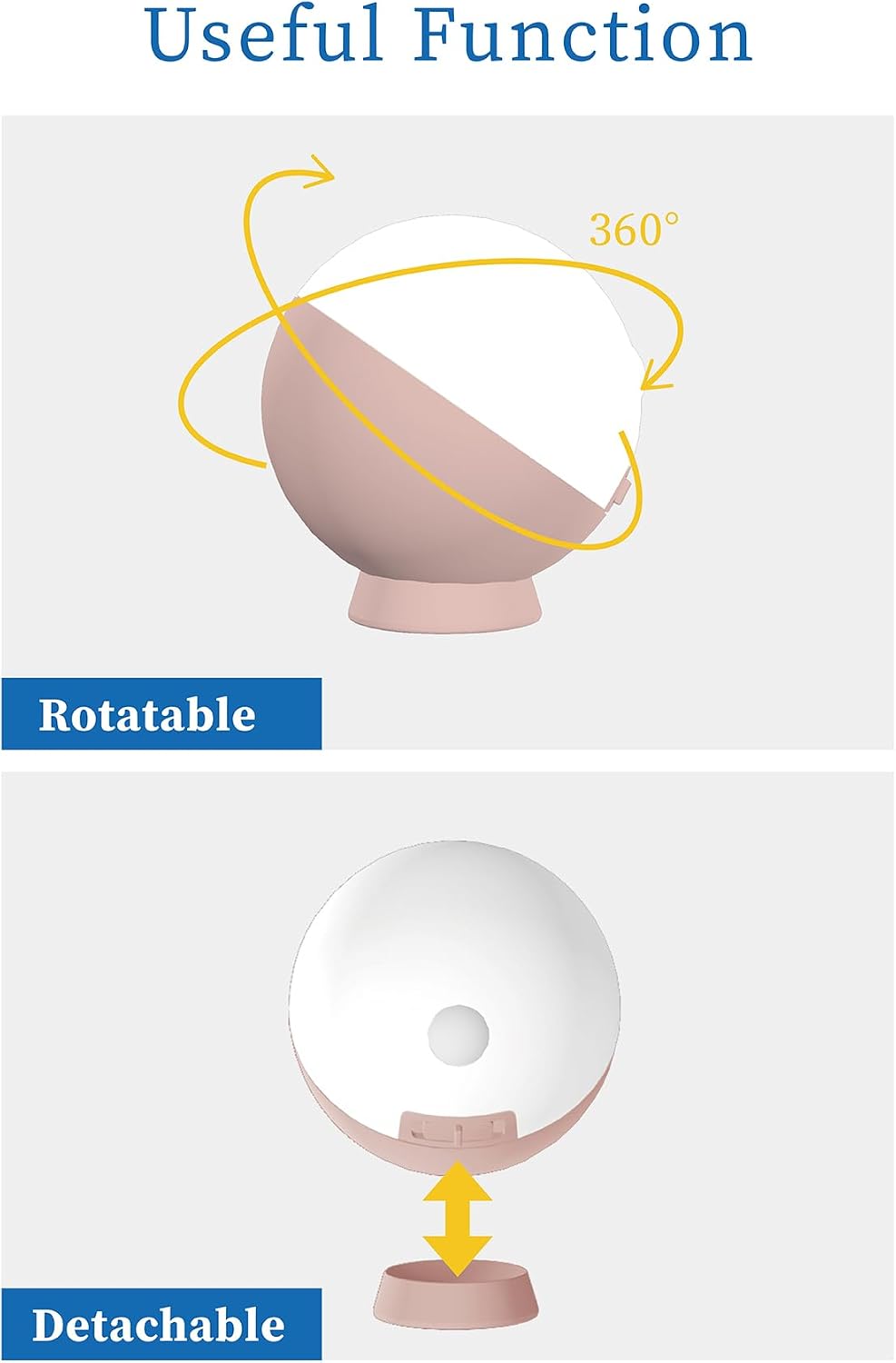 Musashi Night Light Motion Sensor Indoor Portable Light Battery Powered Night Light Sphere Champagne Pink WSL-001SP