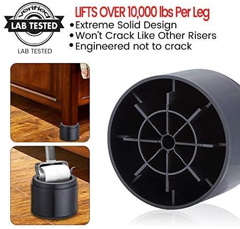 iPrimio Bed Risers 3" Lift, Heavy Duty, Dorm Storage, Round, Brown, 8 Pack