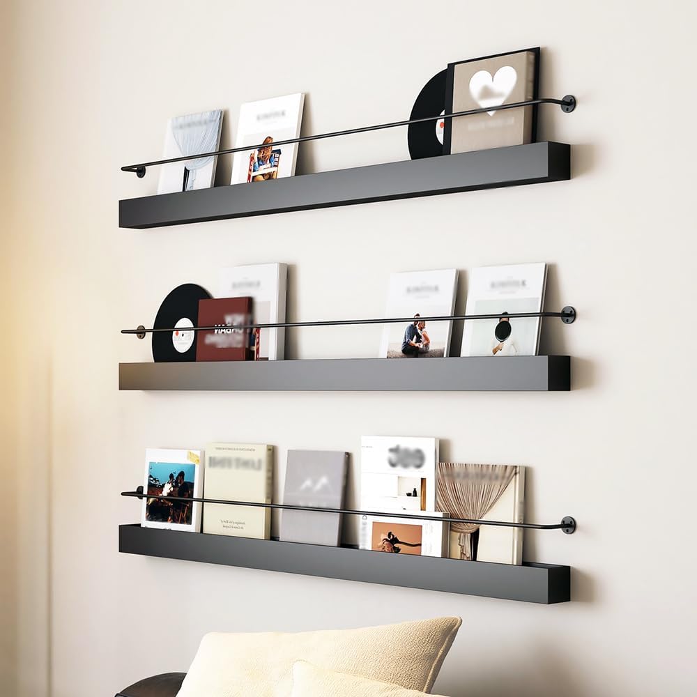 Wall Mounted Magazine Rack, 3 Pack Bookshelf Storage Display Stand Shelves