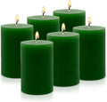Hand Poured Unscented Dripping Pillar Candle 6 Piece Set, Home Decor, Emergency, Long Lasting Candle, Green, 2.75 “x3.25”