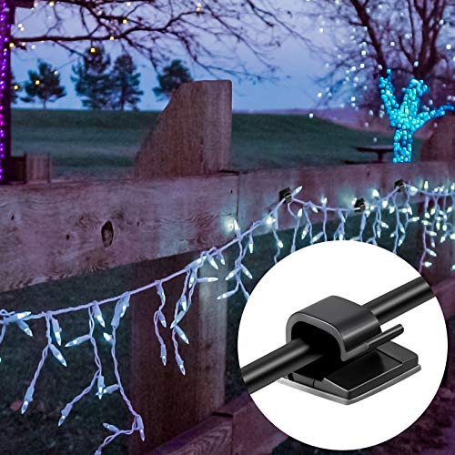 Blulu 100 Pcs Christmas Light Clips, Self Adhesive, Medium, Black