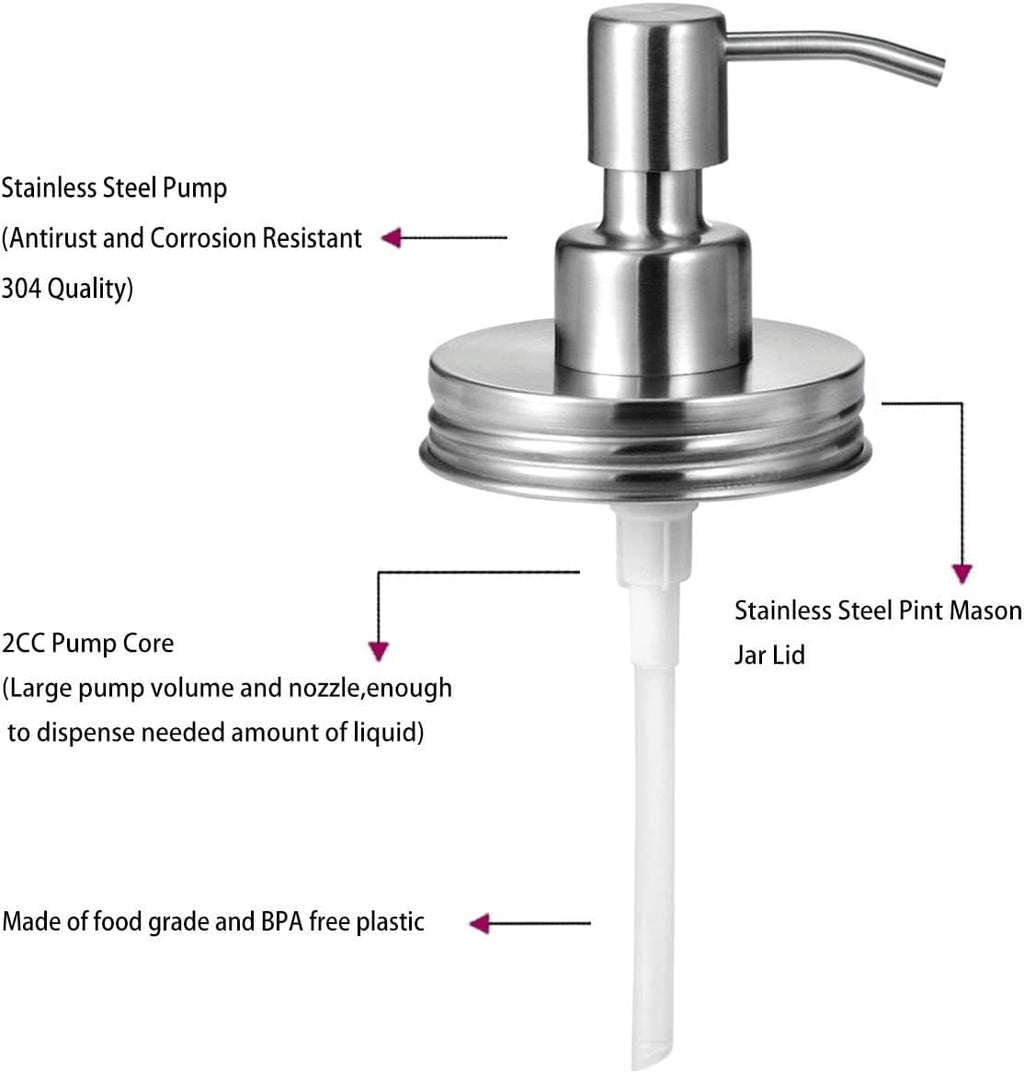 Amolliar Mason Jar Liquid Soap Dispenser Soap Pump, Brushed Nickel 1 Pack