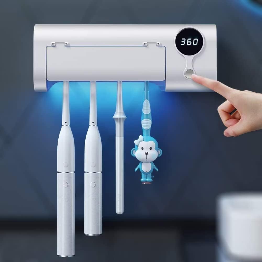 MIMORE Toothbrush Holder Wall Mounted, 4 Slots, 6-Minute Timer