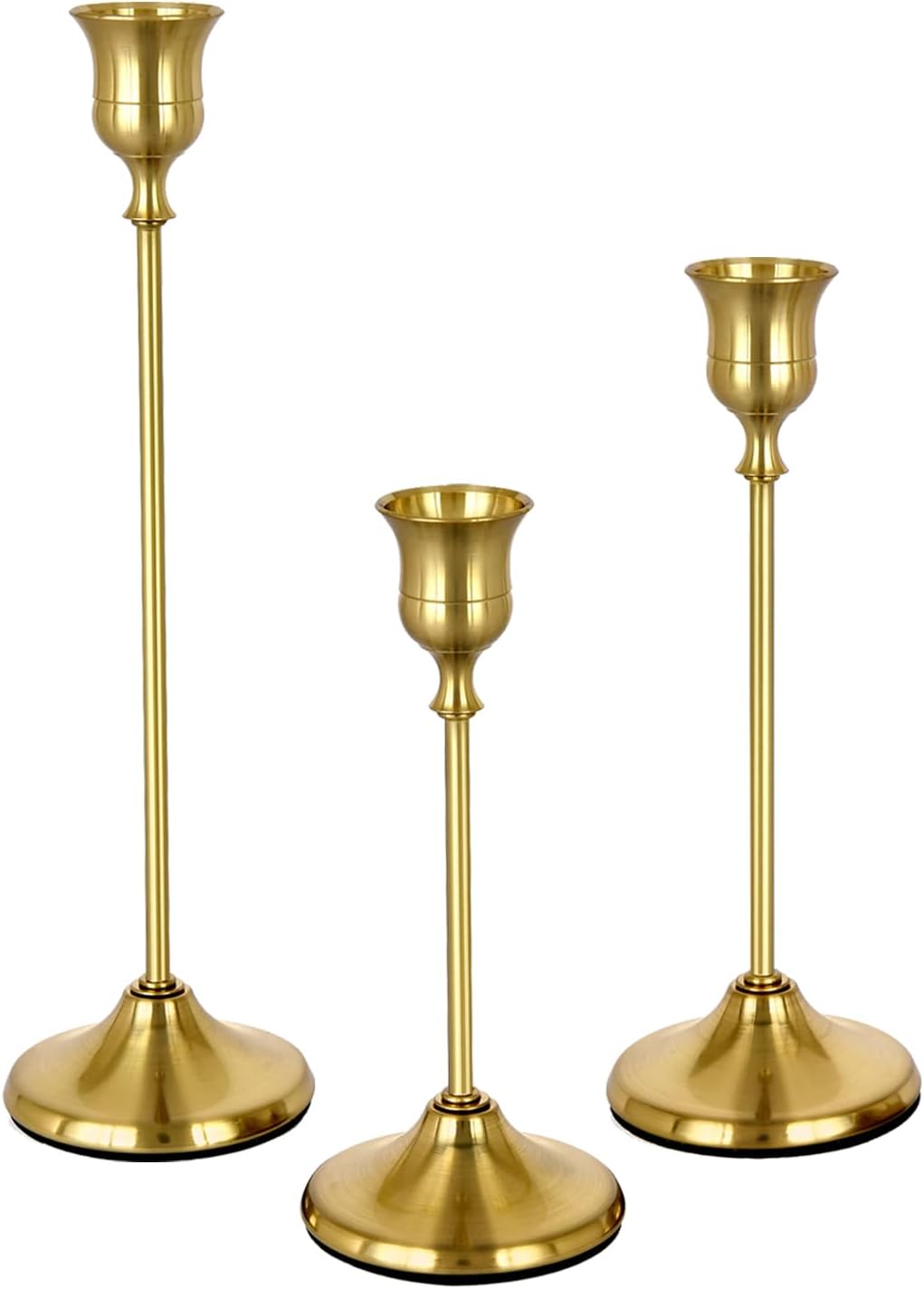 Gold Candlestick Holders Set of 3 Weighted Stable Base