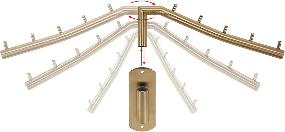 Sumnacon Clothes Hanger Rack，Wall Mount Garment Hook with Swing Arm，Gold