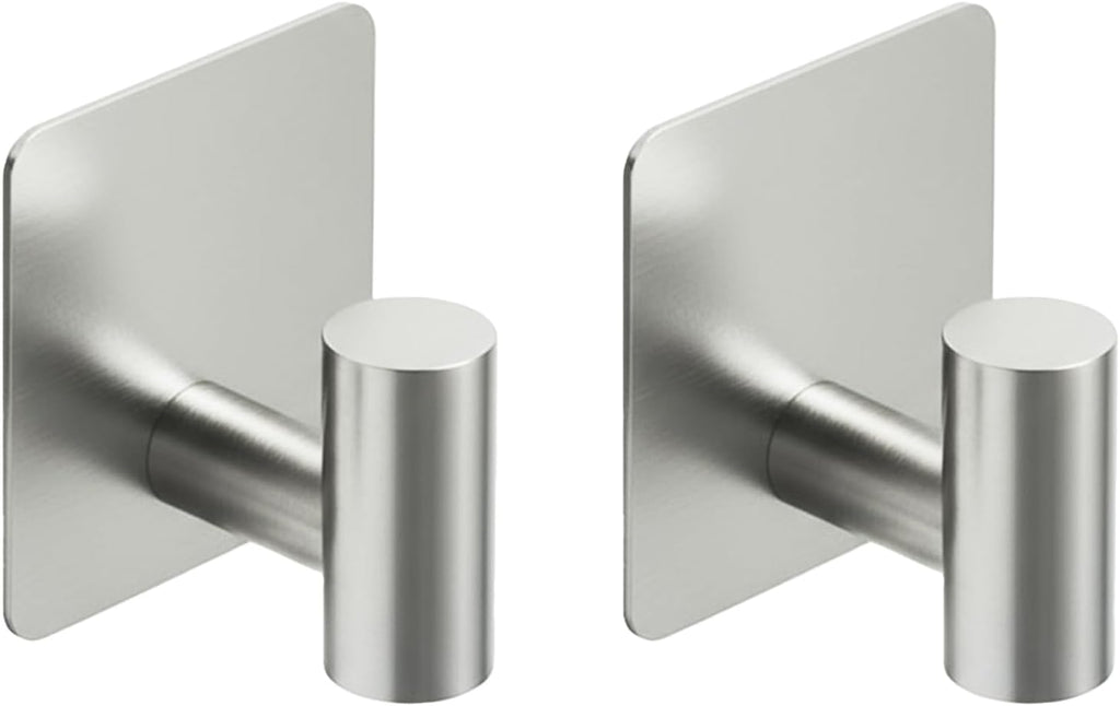 Rise age Adhesive Hooks, Adhesive Towel Hooks for Shower Wall Silver 2 Pcs