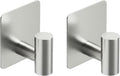 Rise age Adhesive Hooks, Adhesive Towel Hooks for Shower Wall Silver 2 Pcs