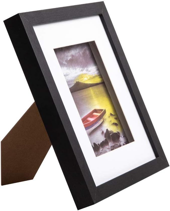 Muzilife 8x10 Shadow Box 3D Picture Frame with Mat, Wood, 1 Pack, Black