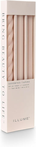 ILLUME Beautifully Done Unscented Assorted Candle Tapers 18-Pack, Blush Pink