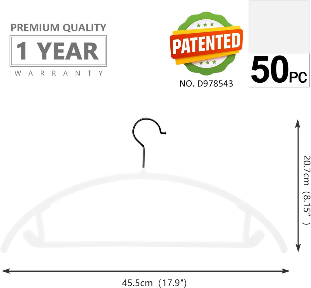 MIZGI Velvet Hangers 50 Pack, Patented Rounded Shoulder Sweater Hangers