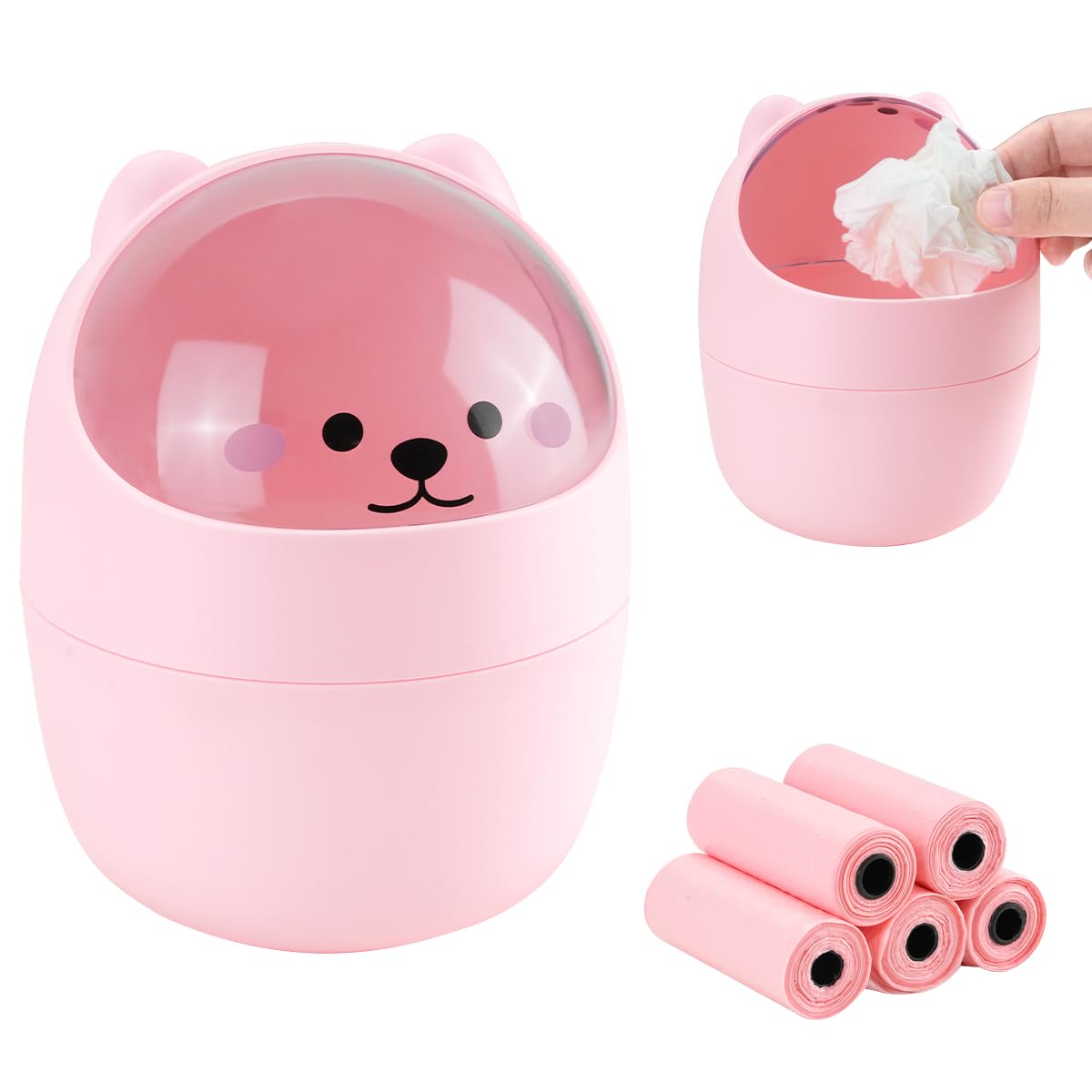 Cute Mini Trash Can with Lid for Home