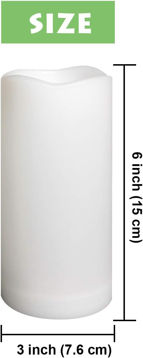 Waterproof Outdoor Flameless Pillar Candle with Timer, 1 Pack, 3” x 6”