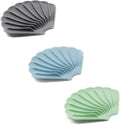 3 Pcs Soap Dishes with Drain, Shell Shape Silicone Self Draining Soap Tray Bar Soap Holder for Bathroom Shower Kitchen (Blue, Green, Grey)