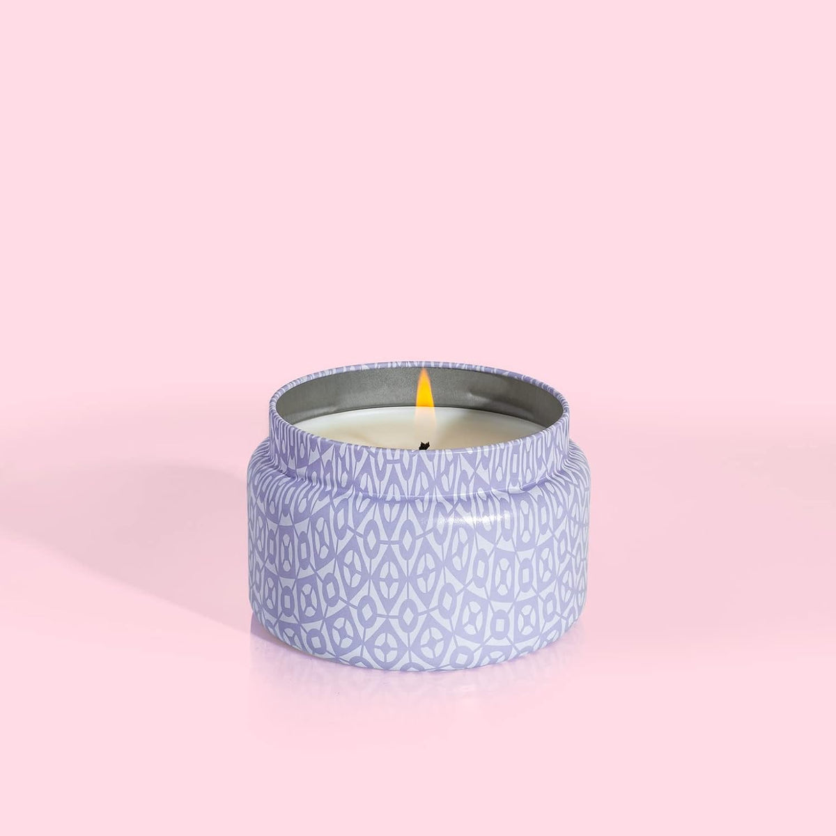 Capri Blue Volcano Printed Travel Tin Jar Candle - Luxury Candle with a Long Lasting Soy Wax Blend - Scented with Tropical & Fruity Fragrance (Lavender Color, 8.5 oz) (Pack of 2)