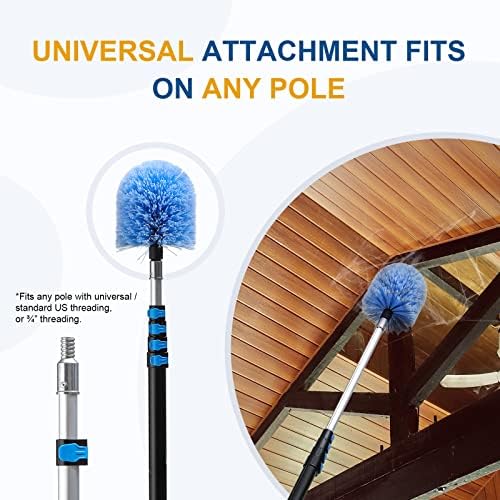 VITEVER Twist-On Cobweb Duster Head Brush, Fits Standard 3/4 inch Threaded Poles, Attachment Spider Web Duster Brush for Outdoor & Indoor Cleaning (Pack of 2)