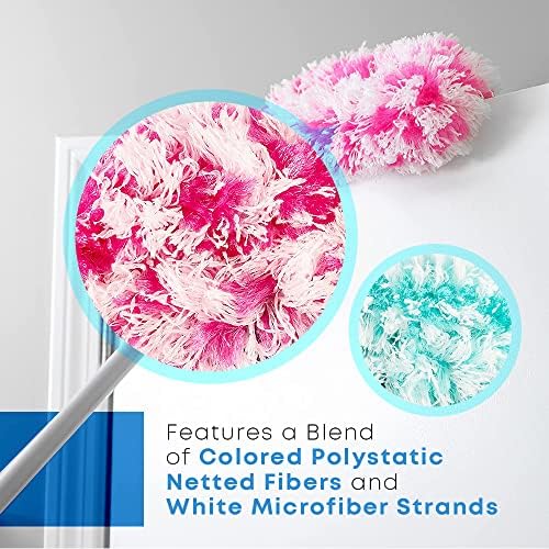 Fuller Brush Duster Spray + Fuzzy Fan Duster - Netted Fiber Duster with Slanted Head Cleans Ceiling Fans Walls Bookshelves Door & Window Tops