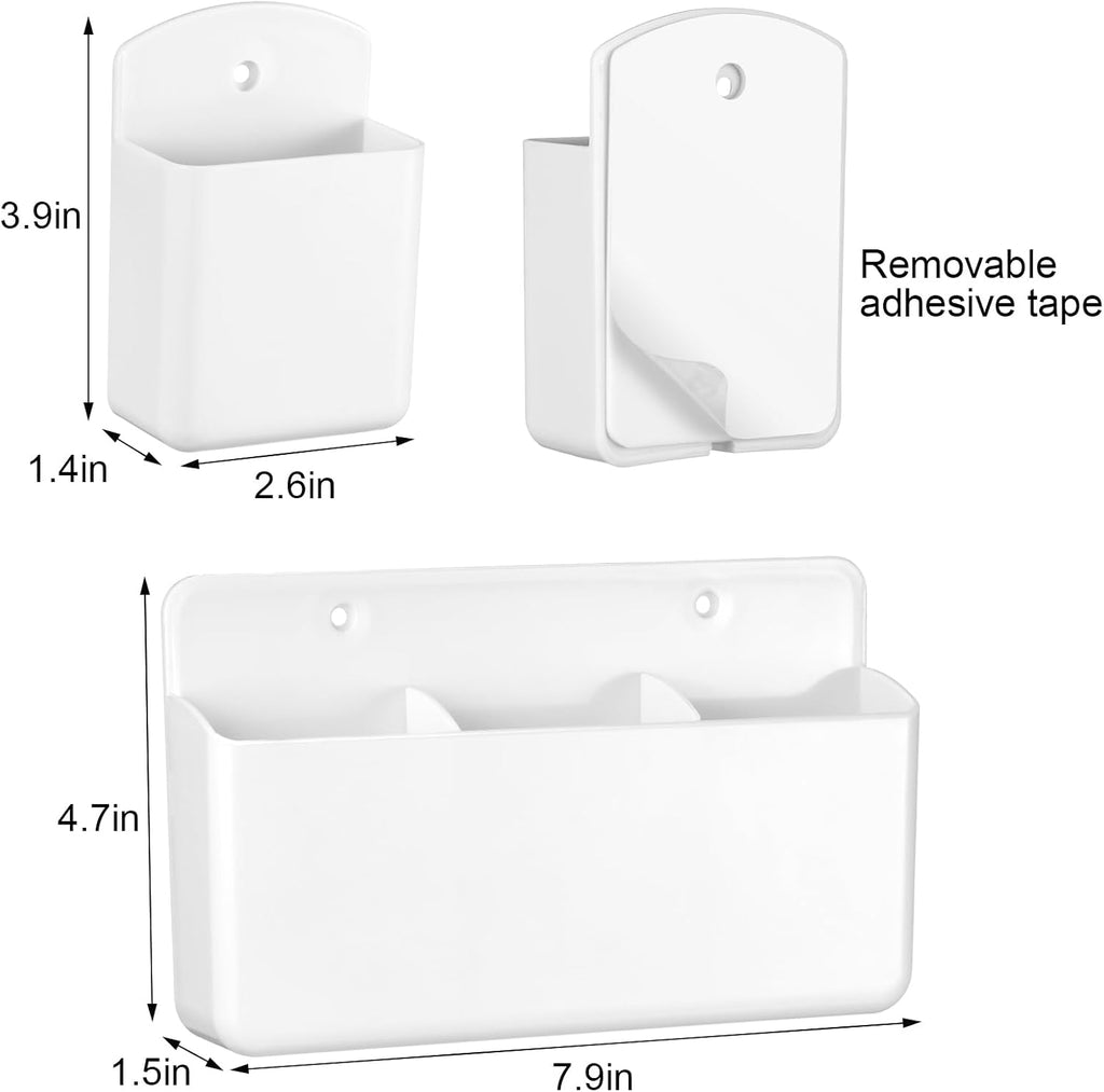 CroBlissful 12 Pcs Remote Control Holder Wall Mount Self Adhesive, White