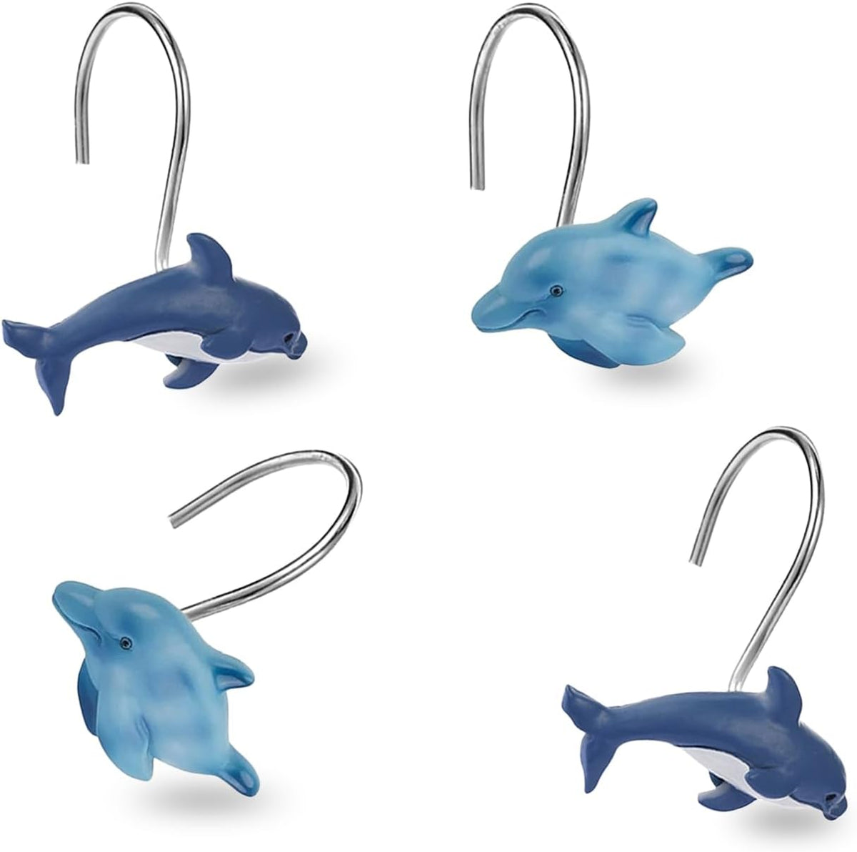 12 PCS Dolphins Shower Curtain Hooks Nautical Shower Curtain Hooks Shower Curtain Rings Rust Proof Beach Theme Bathroom Decor for Bathroom Bedroom Baby Living Room, Kids Bathroom Decor