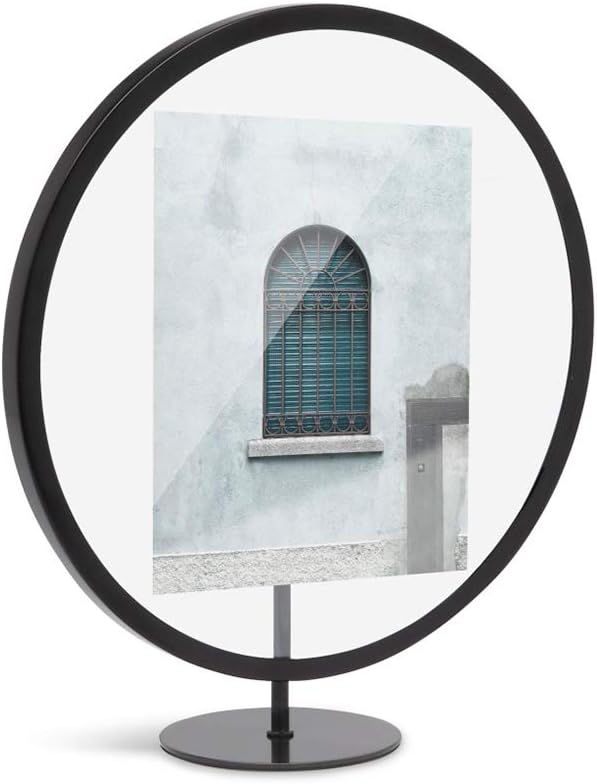Umbra Infinity 5x7 Picture Frame, Unique Circular Photo Display for Desk or Wall, Black