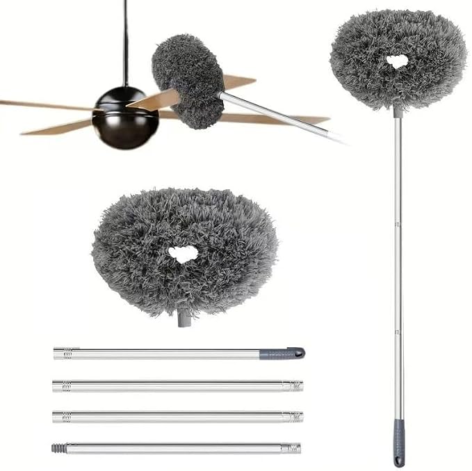 Ceiling Fan Cleaner Duster, Adjustable and Removable Fan Blade Cleaner from 18 to 62 Inches for Cleaning Walls Bookshelves Furniture Door Window Top (Gray)