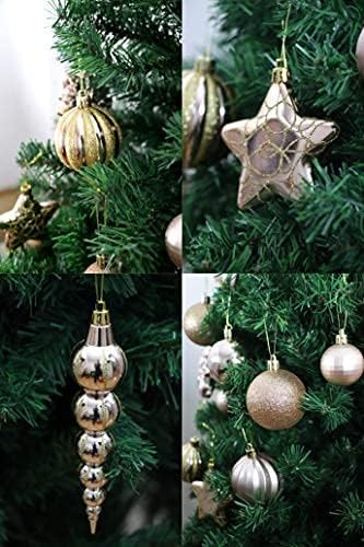 73ct Assorted shatterproof Christmas Ornaments Luxury Collection Set in Reusable Hand-held Gift Package for Christmas Tree Decoration (Champagne)