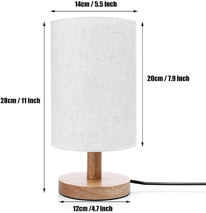 Table Lamp Night Bedside Light Wood Base Boys Room Nice Decoration or Gifts