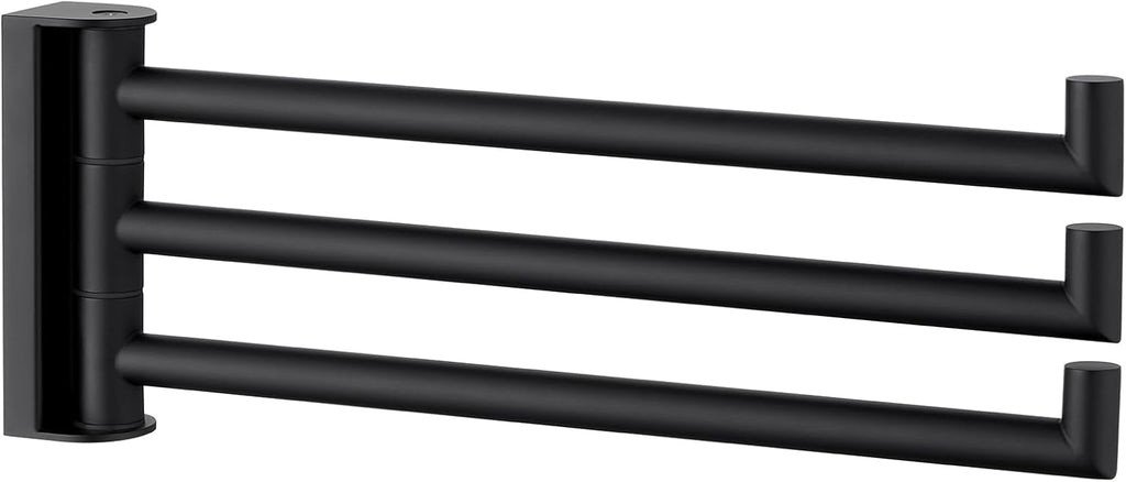 Angle Simple Kitchen Towel Rack, Swivel 3 Bars, Matte Black, 9.84"