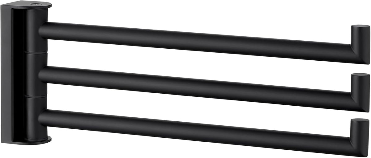 Angle Simple Kitchen Towel Rack, Swivel 3 Bars, Matte Black, 9.84"