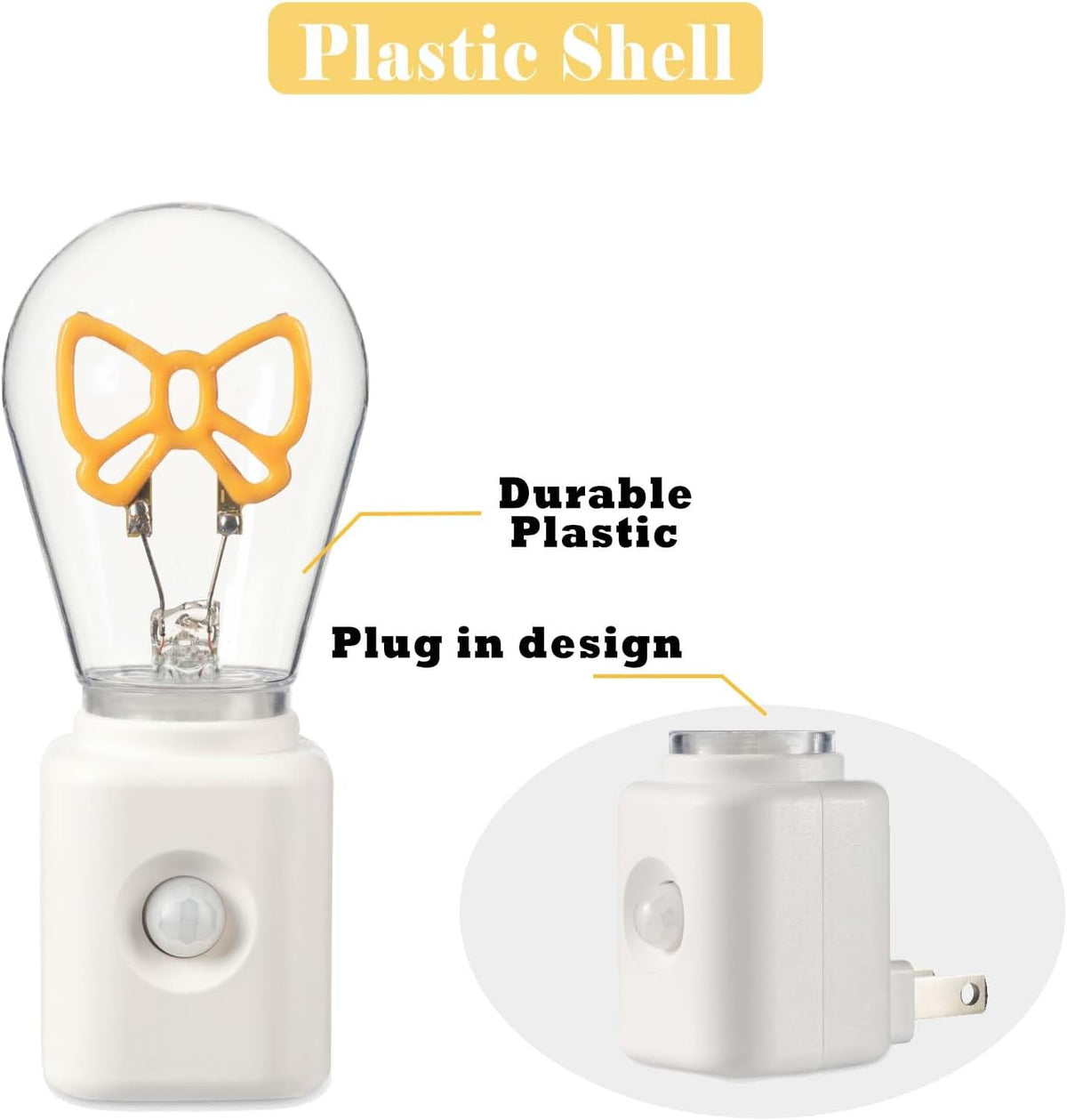 Motion Sensor Night Light Plug in, Dimmable 2200K Ultra Warm White, Filament Nightlight for Bedroom, Hallway and Stairway, Gift for Women, 1 Pack